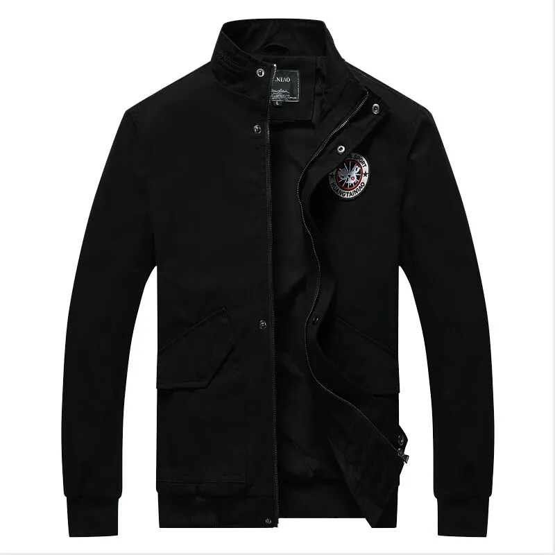 Куртка мужская Тонкая хлопковая на молнии однотонная в стиле ретро