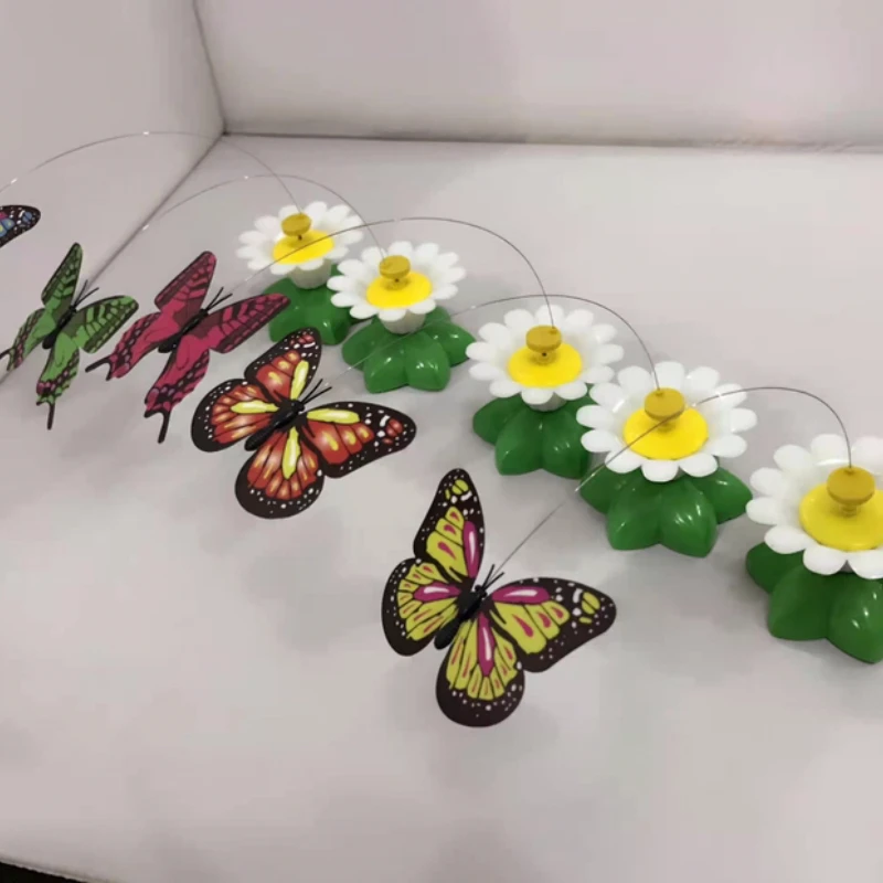 Автоматическая электрическая вращающаяся игрушка для кошек красочная бабочка