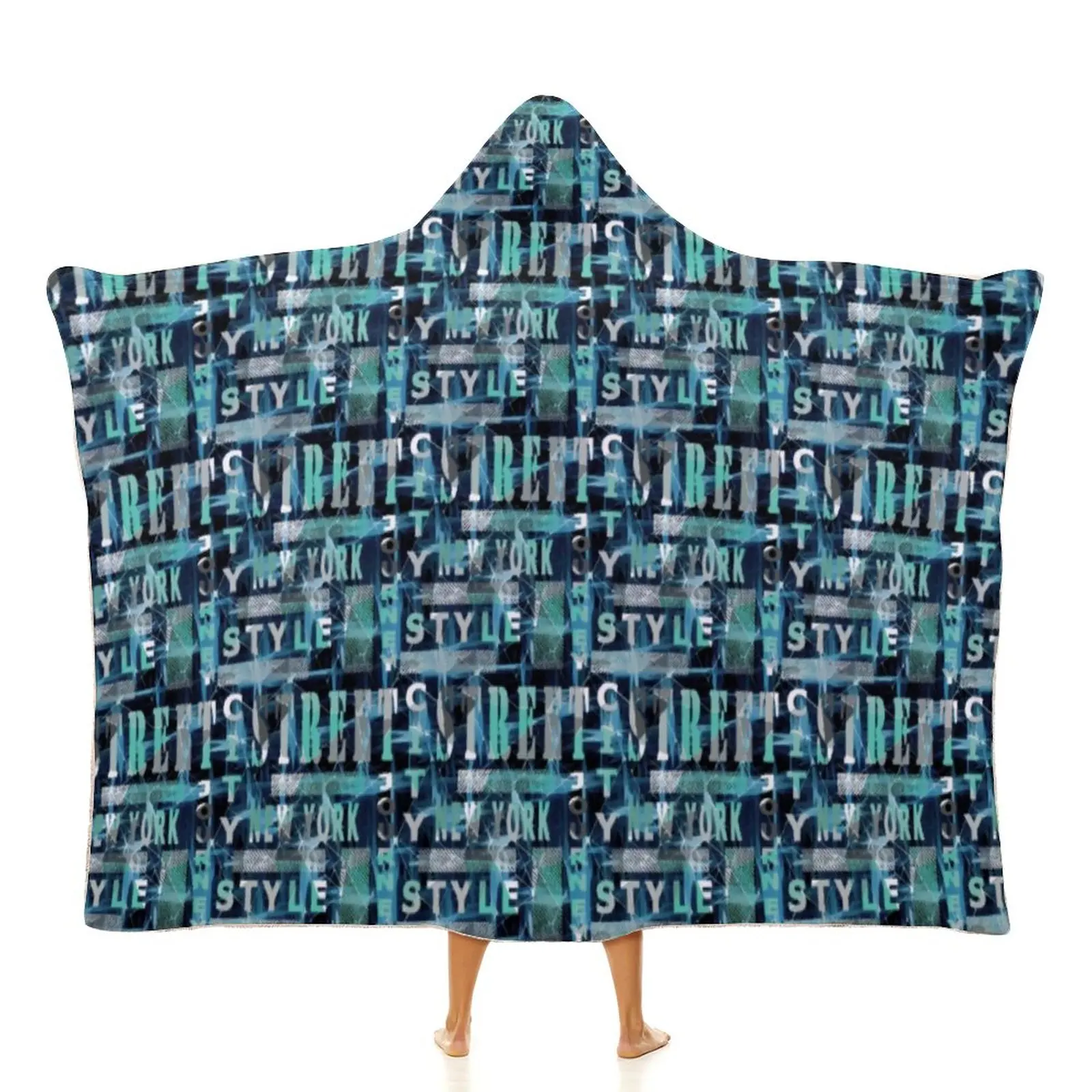 

Word Graffiti Blanket Urban Style Print Winter Soft With Hood Blanket Fashion Fluffy Fleece Bedspread