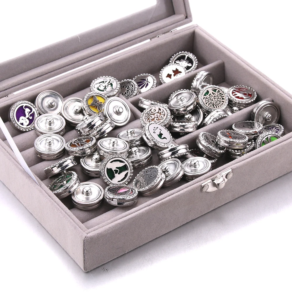 

10Pcs/Lot Mix Aromatherapy 18mm Snap Buttons Perfume Locket Stainless Steel Essential Oil Diffuser Snap Button Bracelet Jewelry