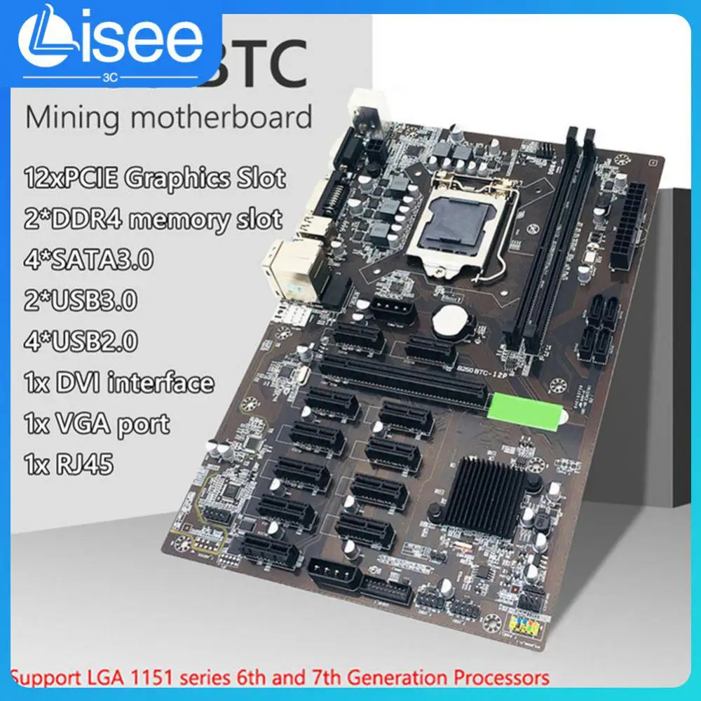 1 Pcs Intel B250 Chipset Lga 1151 Ddr4 Sata Msata  Motherboards Portable B250 Mining Motherboard Dual-channel Lightweight Black