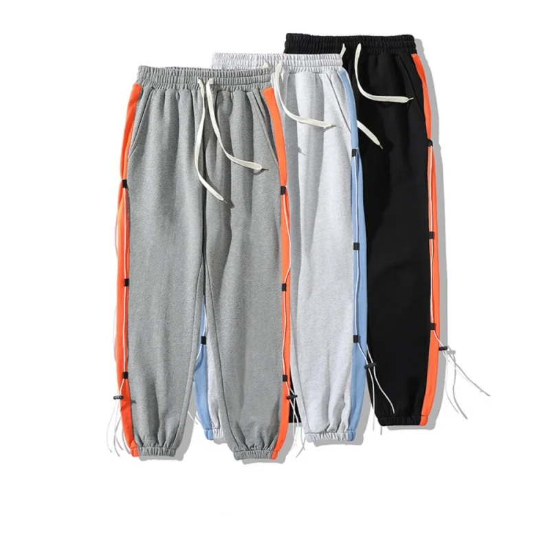 Casual Pants Street Retro Side Color Matching Drawstring Ankle-Tied Loose Men's Casual Pants Men's Casual Sports Pants