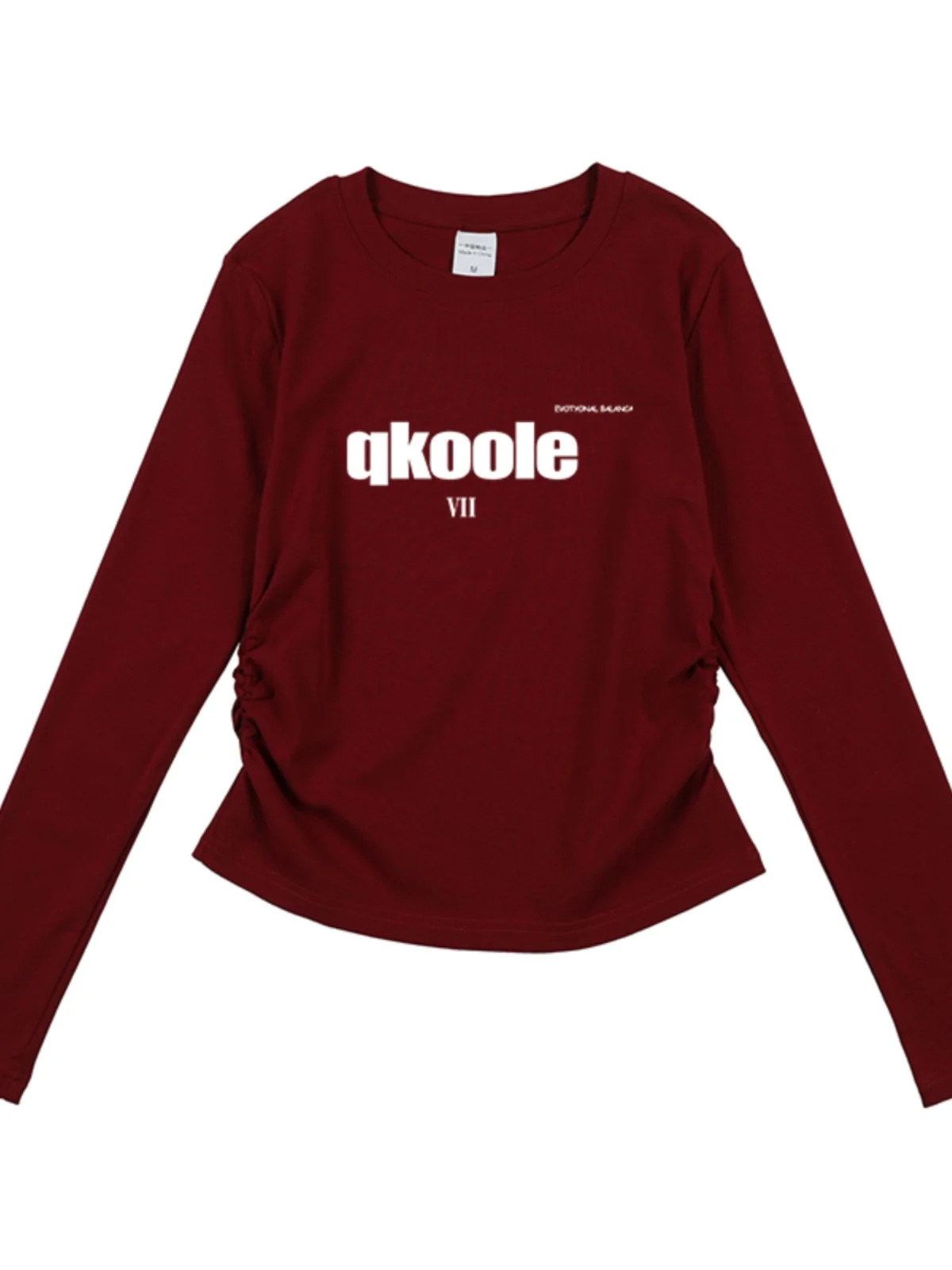 Wine Red Shoulder Long sleeves Shirt Women Spring 2025 New Popular Small Slim fit Slimming Bottoming Top