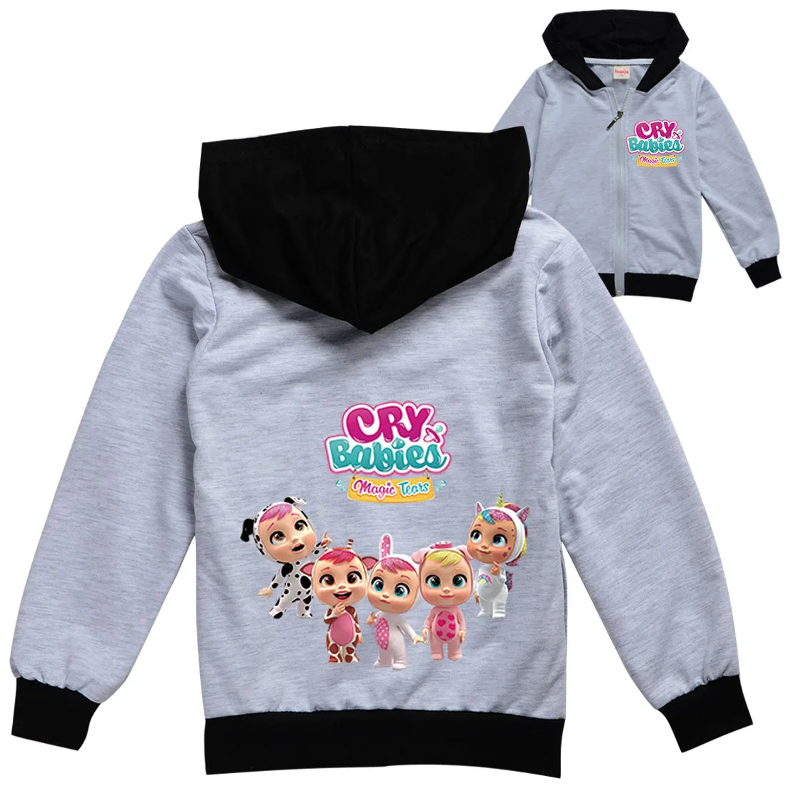 

2022 Disney Spring Autumn Cry Babies Cartoon Print Sweatshirt Boys Cotton Baby Hoodie Jacket Jacket Toddler Girls Clothing