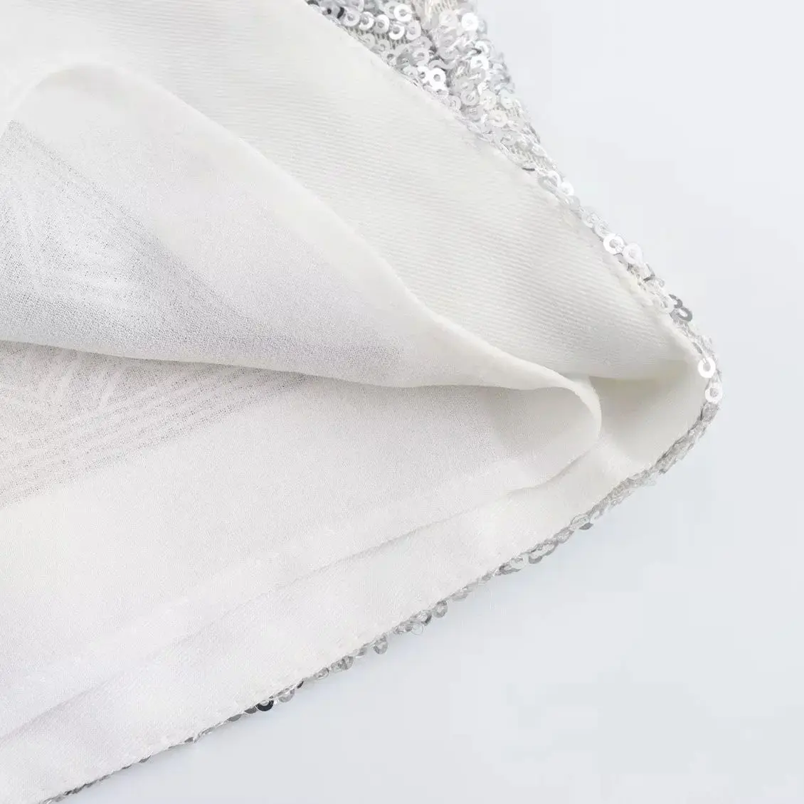 TRAF женские шикарные серебряные блестки украшают шорты с высокой талией на