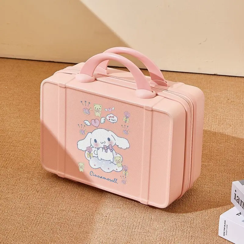 

New Kawaii Sanrio Cinnamoroll Cosmetic Bag Portable Girls Heart Cute Cartoon Anime Storage Boxes Suitcase Travel Toys for Kids