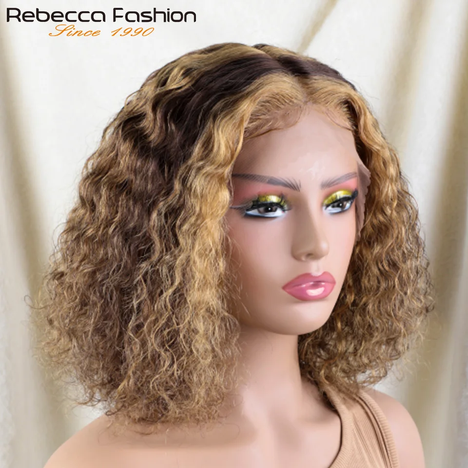 Выделите короткий боб Джерри вьющиеся человеческие волосы парики для женщин