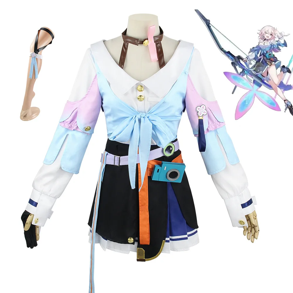 

Костюмы для косплея из аниме игры Honkai: Star Rail 7 марта, Униформа, наряд для Хэллоуина, карнавала вечерние, женское платье, розовый парик в стиле "Лолита"