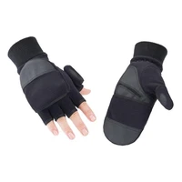 1 pair fashion winter warm gloves windproof fingerless cycling gloves durable comfortable black flip male non slip gloves