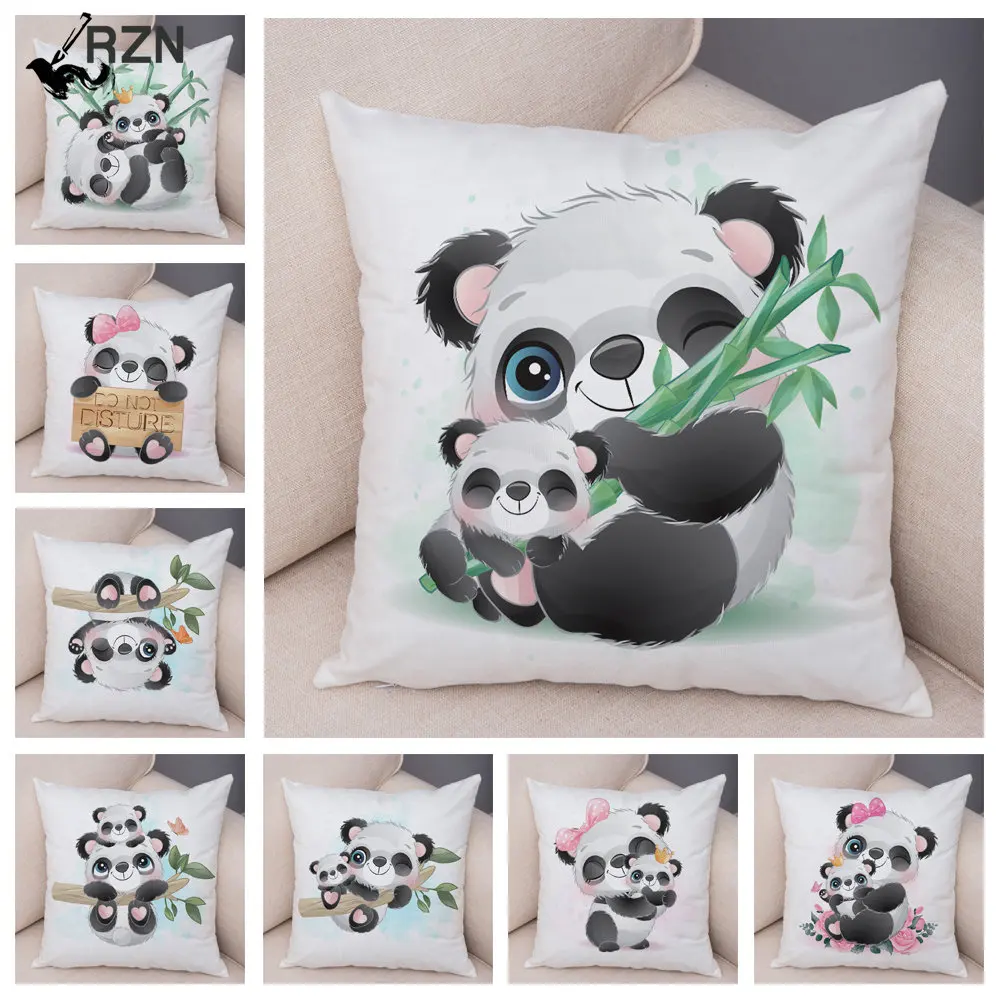 

Children's Room Sofa Home Car Decoration Cute Animal Pillowcase Cartoon Chinese Panda Soft Plush Cushion Cover