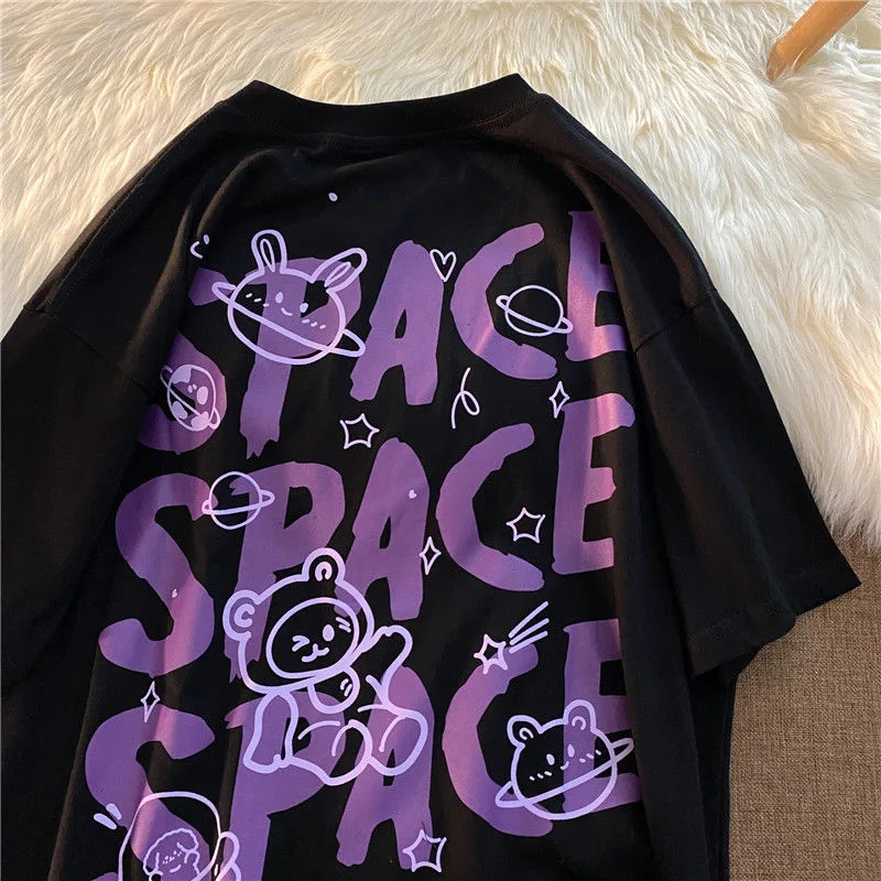 

Женская футболка с принтом медведя, Повседневная Свободная футболка с коротким рукавом в стиле Харадзюку, одежда для улицы, Новинка лета 2022