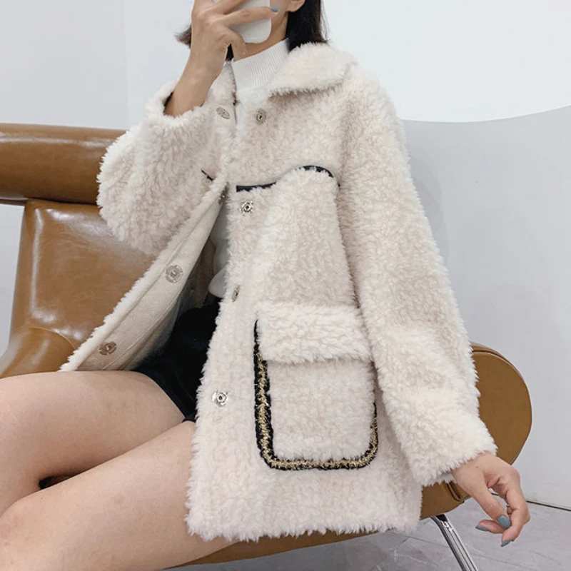 

Woman High Quality Real Rabbit Fur Coat Female Warm Outerwear Autumn Short Natural Collar Slim Jacket Overcoat G315