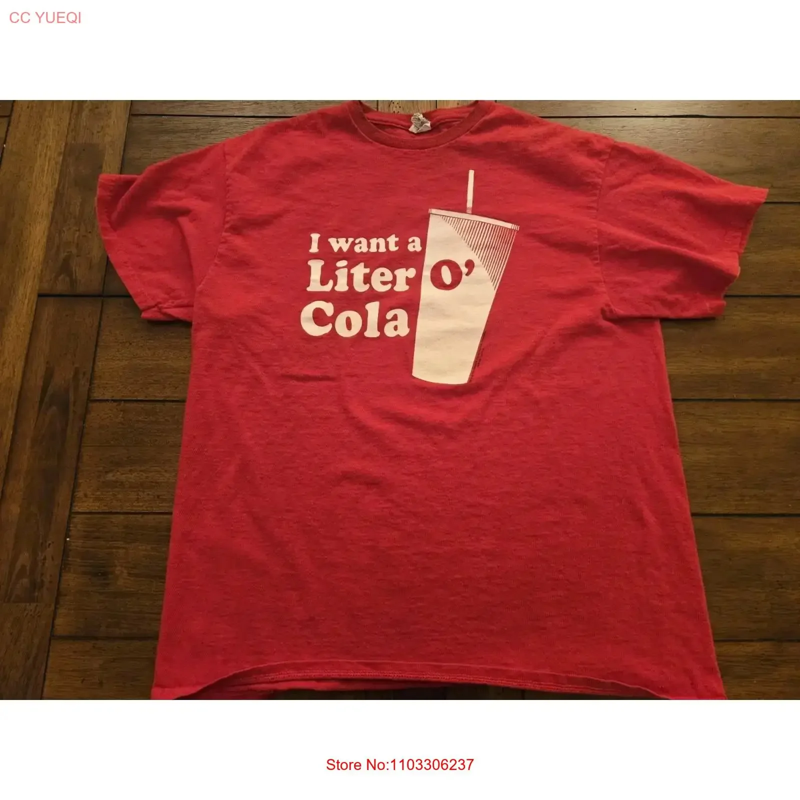 Фото Футболка I want a liter o' cola, размер L, винтажная, с эффектом потертости, удобная, с графическим принтом, дышащая, мягкая, унисекс, стильная. №1