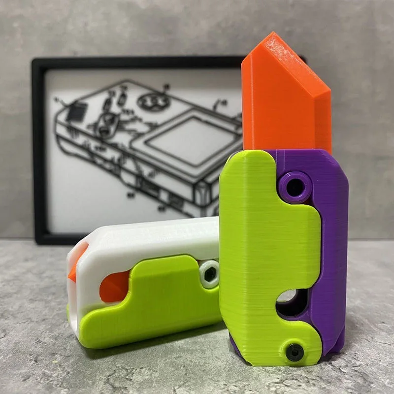 

3D Gravity Knife Carrot Knife Decompression Push Card Small Toy 3D Printing Gravity Knife Carrot Knife