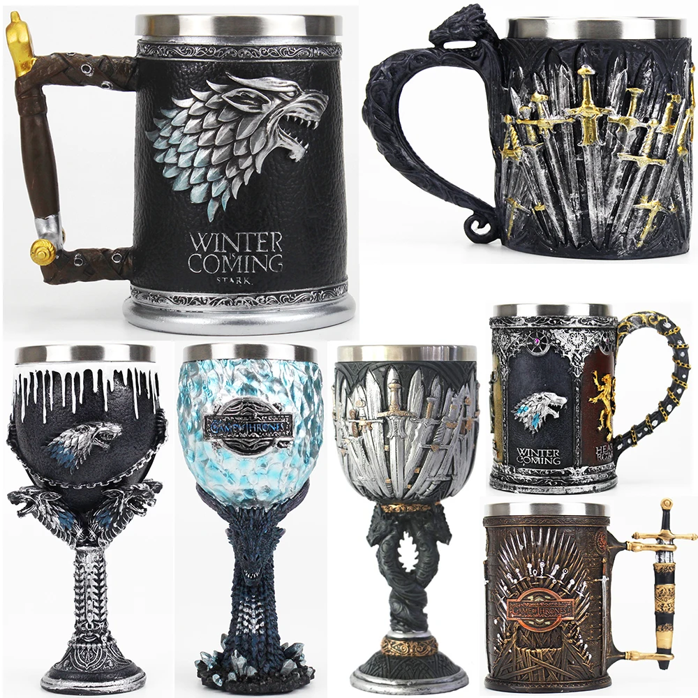 

Goblet 3D Resin Skull Wine Goblet GOT Series Dragon Claw Skeleton Spine Whiskey Cup Gaming Wine Glass