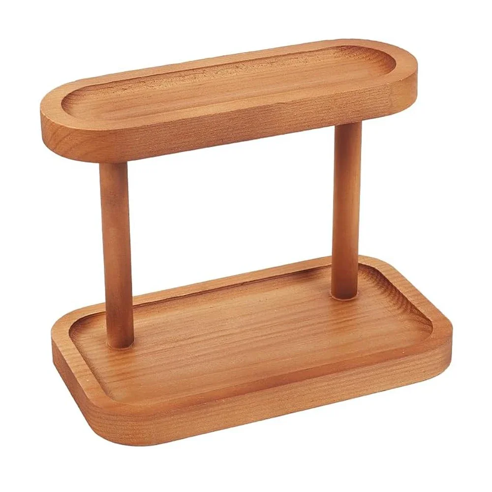 Деревянная двухслойная стойка для хранения ювелирных изделий