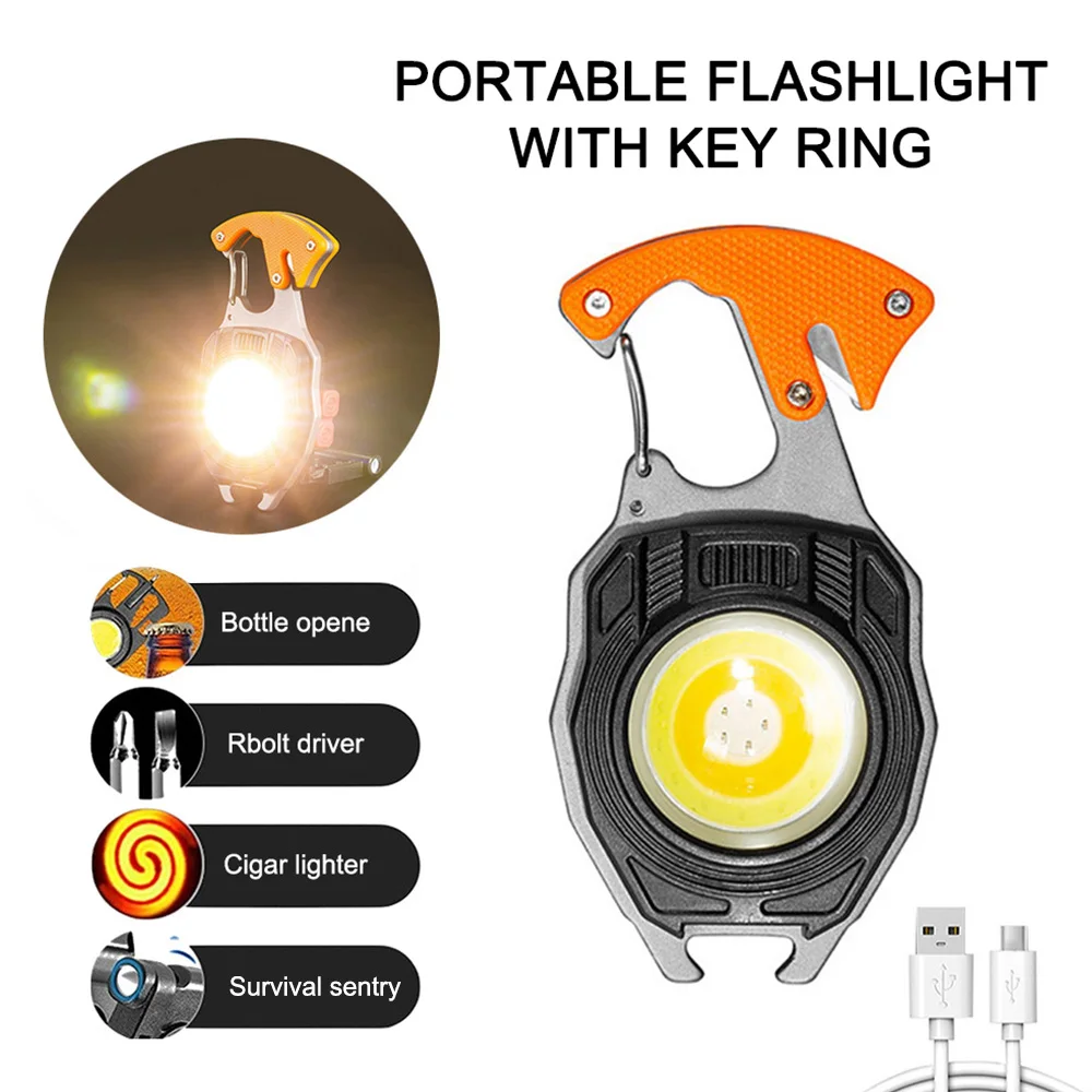 

Mini COB Flashlight USB Charging Keychain Light Travel Lantern Outdoor Work Light Emergency Lamp Portable Camping Fishing Lamp
