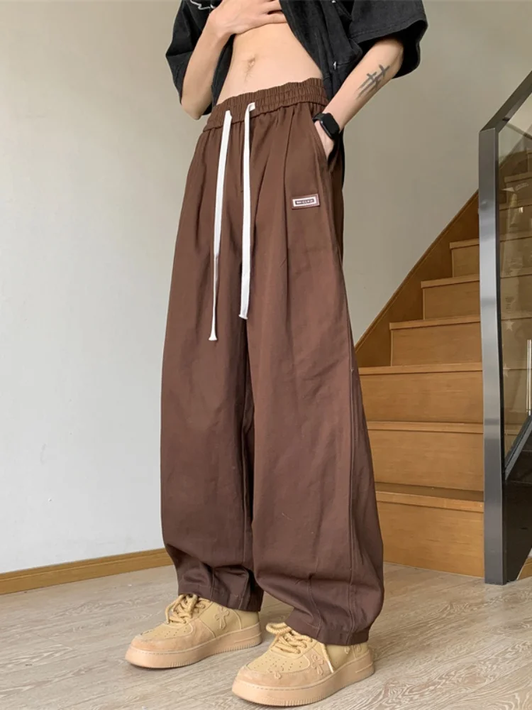 Брюки мужские повседневные драпированные прямые свободные модные брендовые