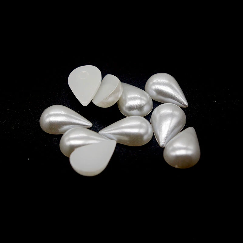 

50pcs/lot 13*8mm White Water Droplets Shape Scrapbook Simulated Pearl Beads Sewing Buttons DIY Material Findings BD0026