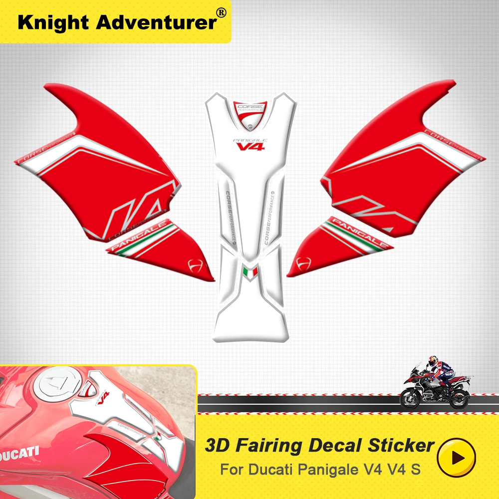 

Motorcycle 3D Fuel Tank Pad Reflective Protective Stickers Decals Decoration For Ducati Panigale V4 V4S V4 S 2018 2019 2020 2021