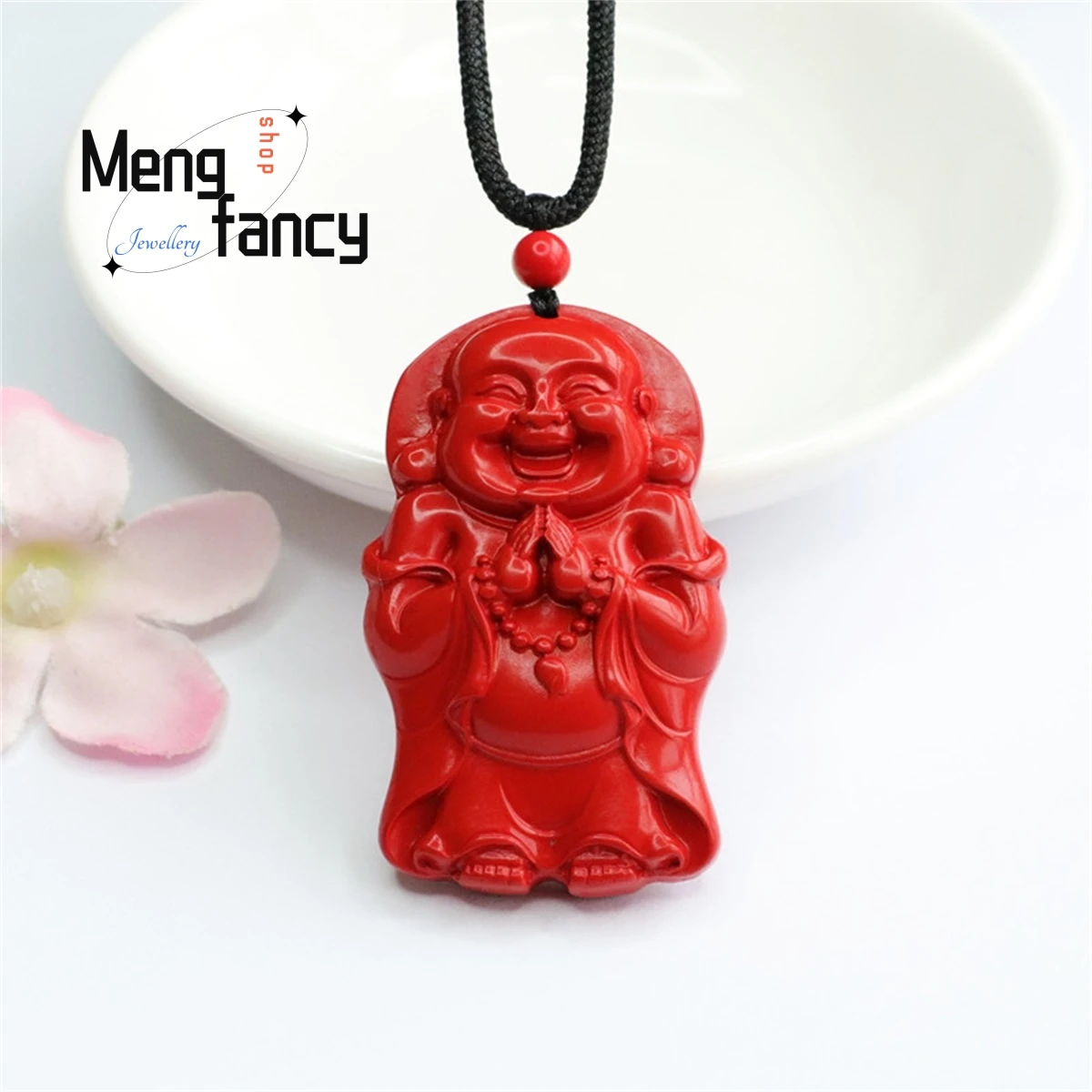 

Natural Cinnabar Standing Buddha Maitreya Pendant Simple Retro Ethnic Men Women Mascot Amulet Charm Fashion Jewelry Holiday Gift