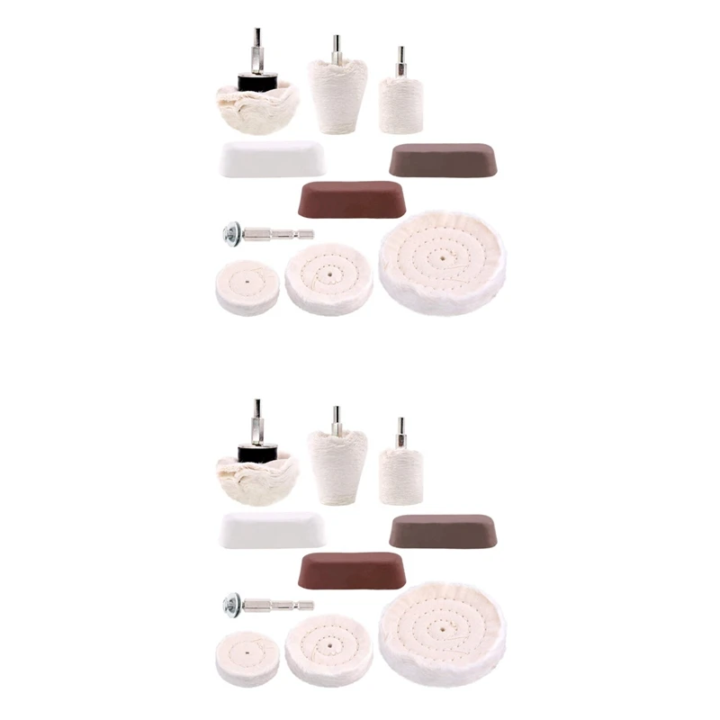 

20 Pcs Buffing Pad Polishing Wheel Kits with 6Pcs Rouge Compound with 1/4 Inch Handle