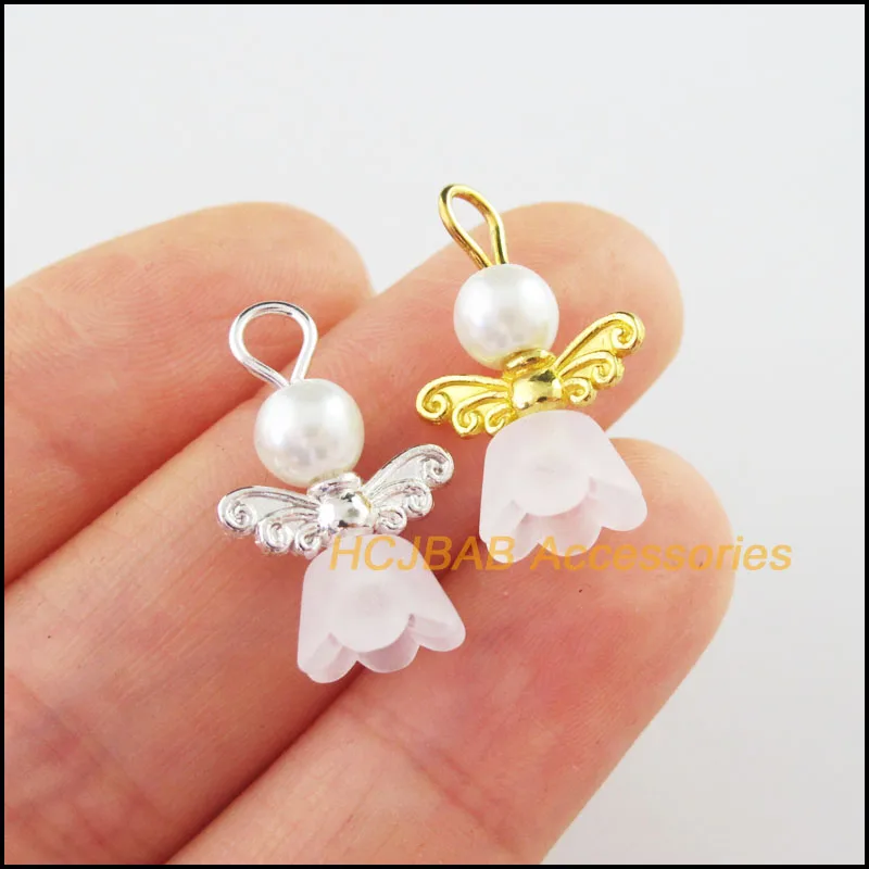 Подвески Крылья ангела для танцев, подвески белого цвета с серебряным покрытием, 14 х19 мм, 20 шт.