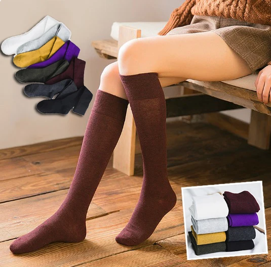 

Sexy Black White Soild Color Long Socks Women Thigh High Stockings Lolita Ladies Girls Warm Knee Socks Fashion Autumn Hosiery