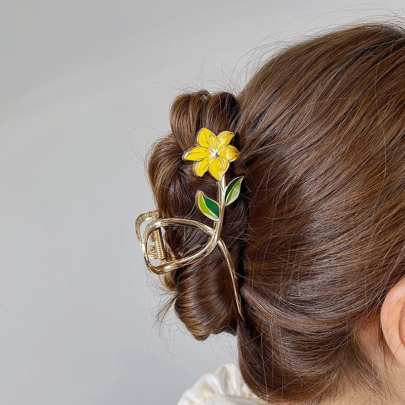 

Новинка женские металлические заколки для волос элегантные золотые цветы заколка для волос заколка для хвоста аксессуары для волос Тиара