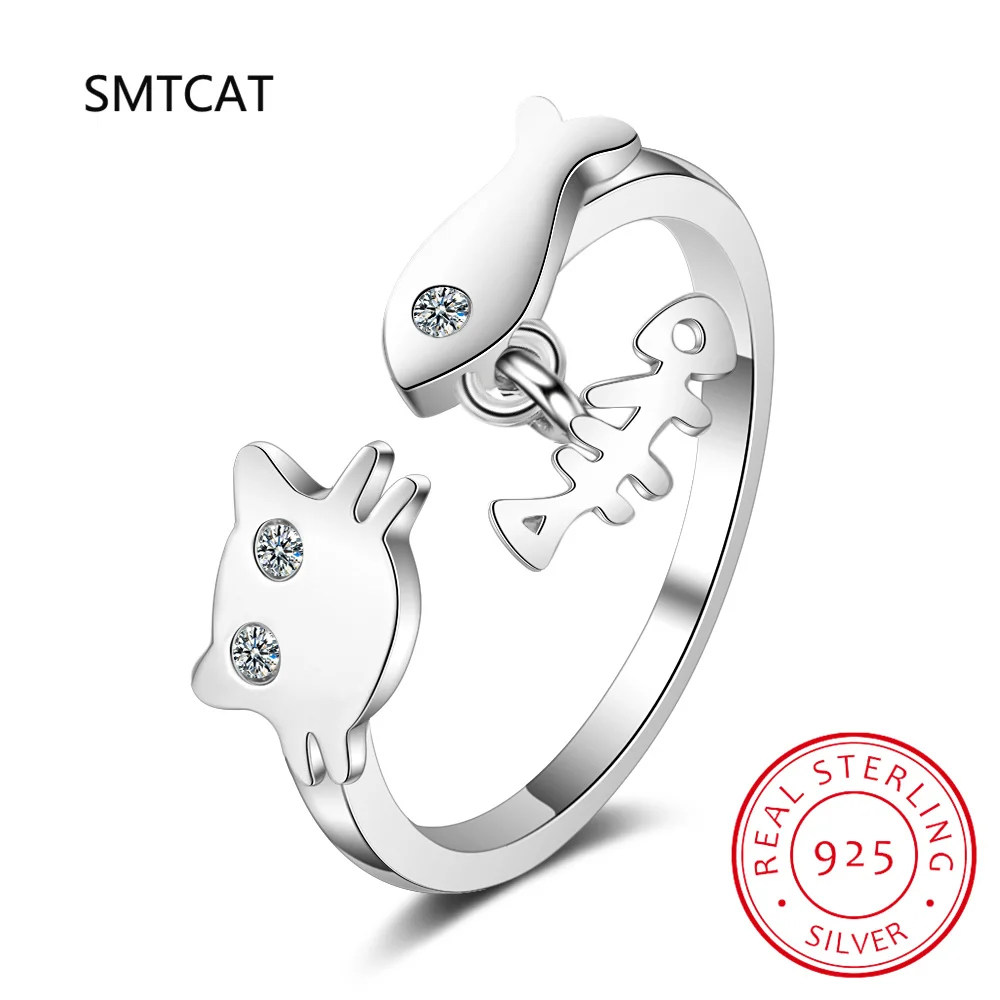 

Authentic 925 Sterling Silver Butterfly Tail Cat Adjustable Finger Rings for Women Sterling Silver Ring Jewelry SCR443