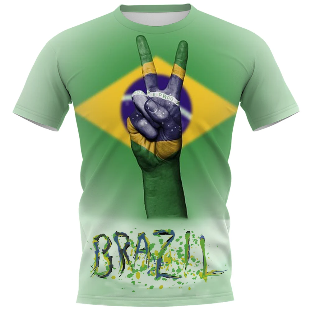 

Brazil flag 3D printing T-shirt men's and women's fashion short-sleeved T-shirt summer Harajuku streetwear