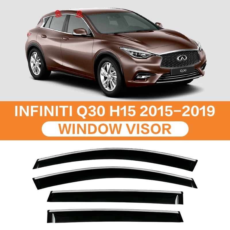 

Пластиковый козырек для окон INFINITI Q30 H15 2015-2019, оттенки для вентиляции, защита от солнца, дождя