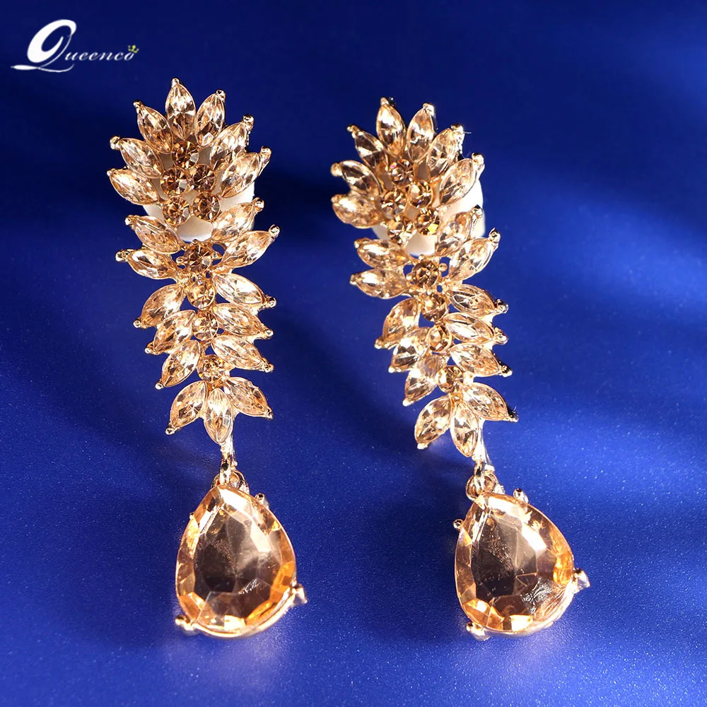 

Colorful Crystal Earrings Alloy Bridal Wedding Party Vintage Jewelry Luxury Earring Elegant Accessories For Women Earings