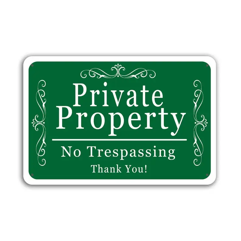

Private Property No Trespassing Metal Signs Pack 18"x12" - Waterproof, Pre-Drilled Holes, Rounded Corners, Rust-Free Aluminum, M