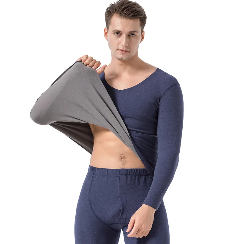 

2022 Winter Men's Thermal Underwear Men's Thermal Layered Clothing Pajamas Thermos Long John Velvet Thick Two Warm Men's Skin