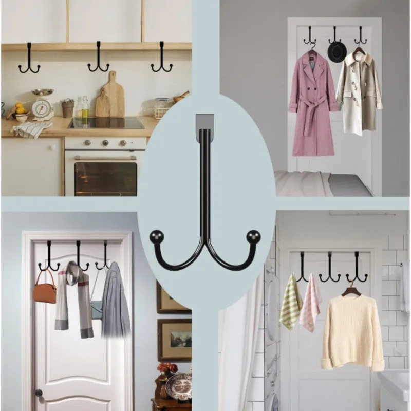 

Двойная Вешалка, крючки на дверь, свободная Пробивка для подвешивания, держатель для галстука, шарфа, ключей, крючок для одежды, пальто, Полка для полотенец