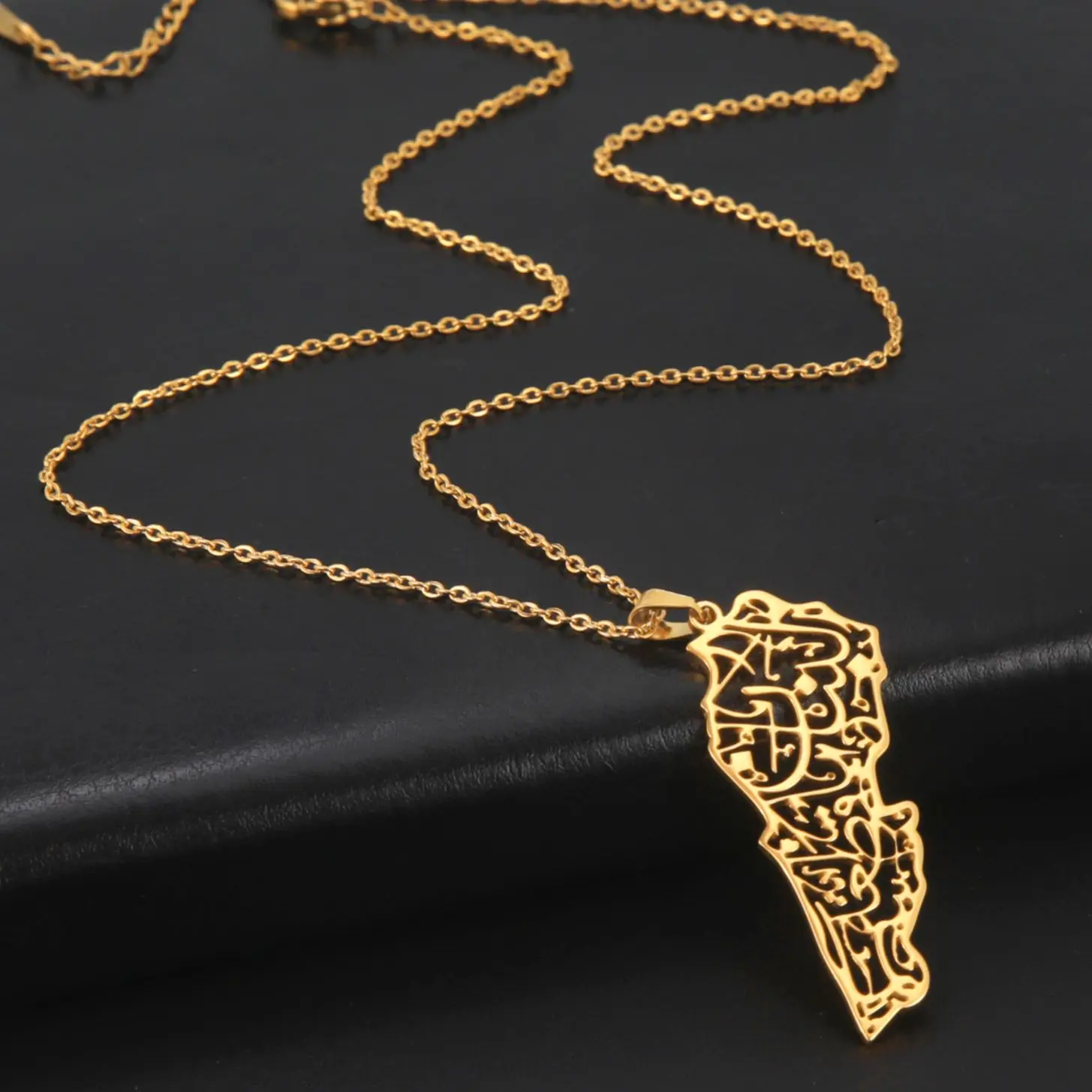 Jeshayuan Hollow liban mapa naszyjnik dla kobiet islam arabski list rzeźba wisiorek biżuteria