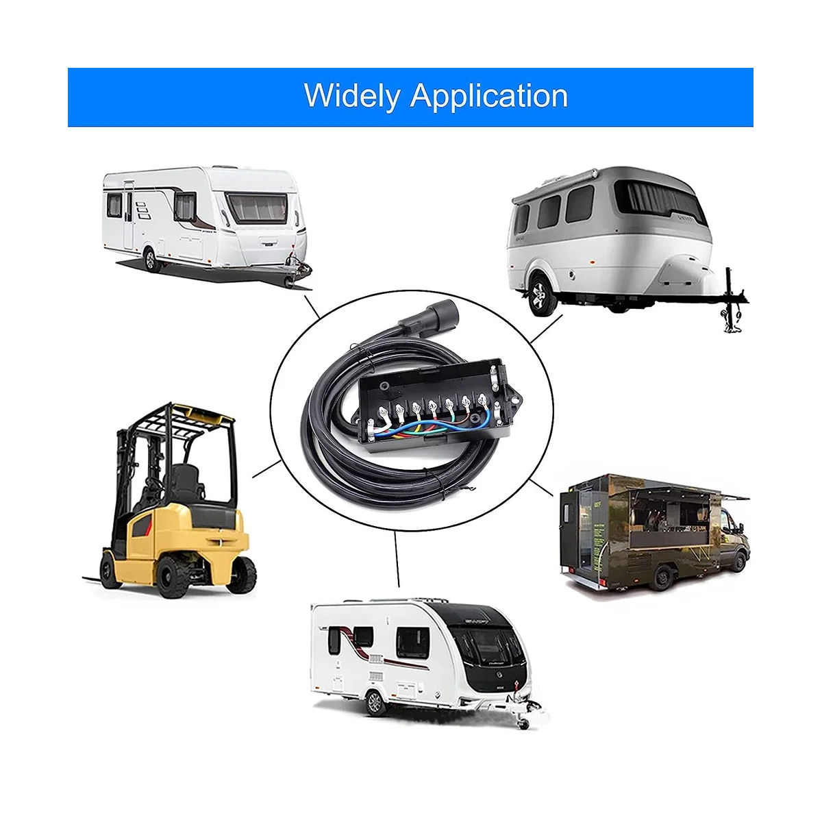 

8-футовый 7-контактный штекер для прицепа, жгут проводов, 7-канальный шнур для трейлера RV с 7-канальной водонепроницаемой распределительной коробкой