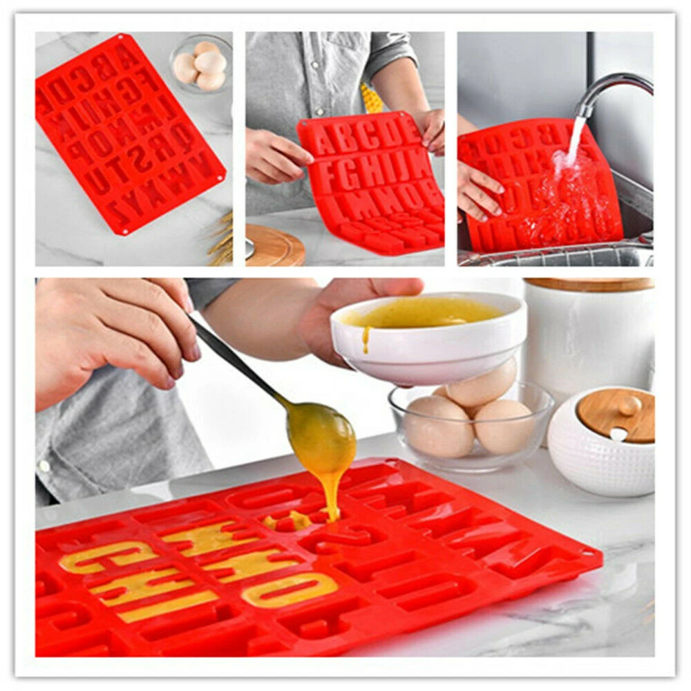 

DIY Silicone Alphabet Chocolate Letter Ice Mould Stencil Fondant Cake Decor Mold Tools Cup Cake Baking Mold