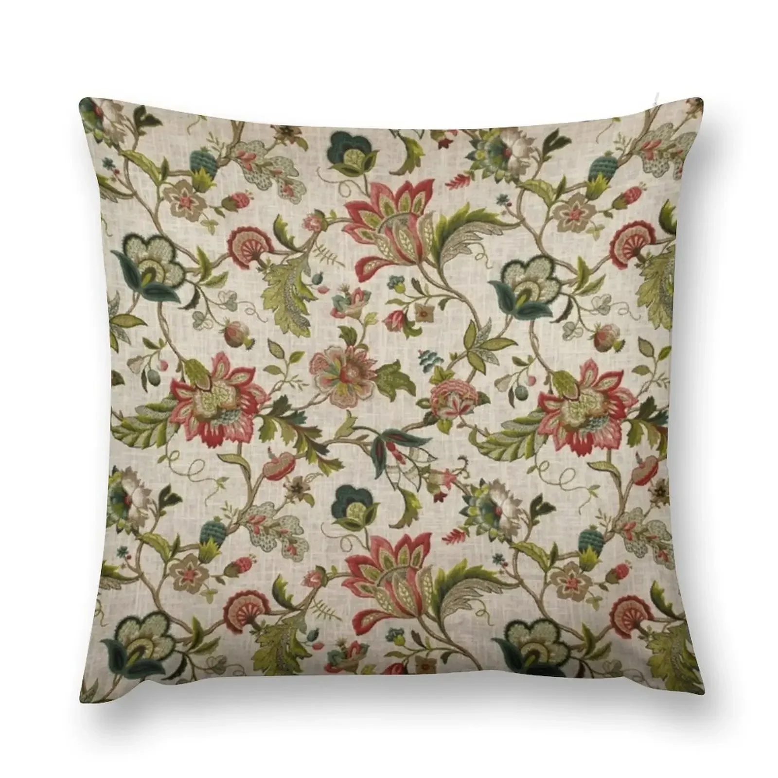 Красный зеленый жабайский цветочный узор с вышивкой декоративная подушка чехол