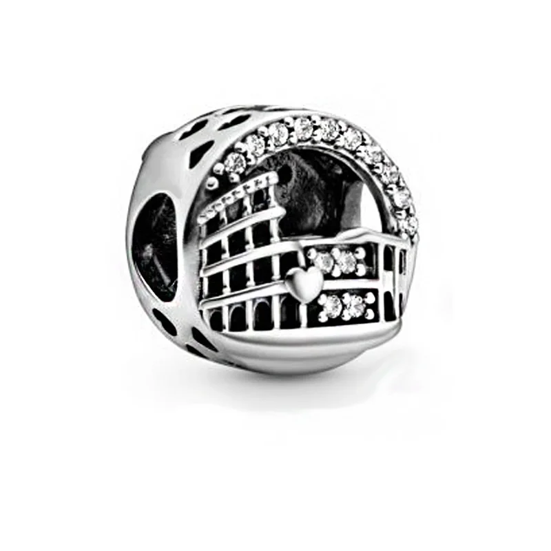 

925 Sterling Silver Bead Classic Rome Colosseum Openwork Charm Fit Original Pandora Bracelet Women Advanced Texture Jewelry Gift
