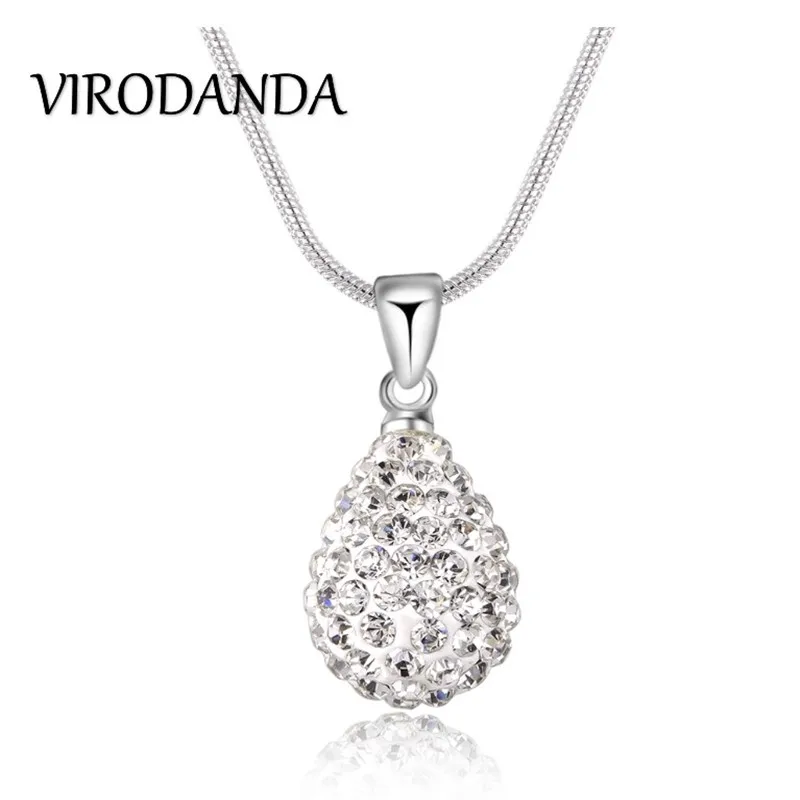 

925 Silver Jewelry Czech Diamond Water Drop Pendant 925 Silver Necklace For Woman Wedding Wedding Gift