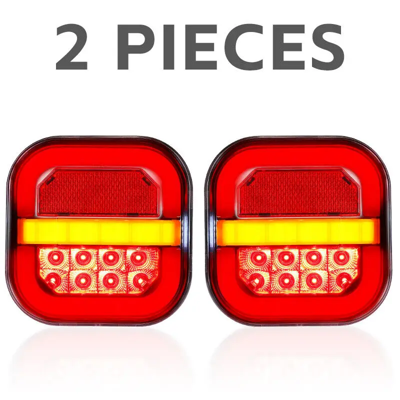 

4-дюймовый автомобильный светодиодный задний фонарь для прицепа, квадратный тормоз, плавный сигнал поворота, указатель поворота, лампа для номерного знака, 12 В, 24 В для грузовика, UTV, ATV, фургона 4x4