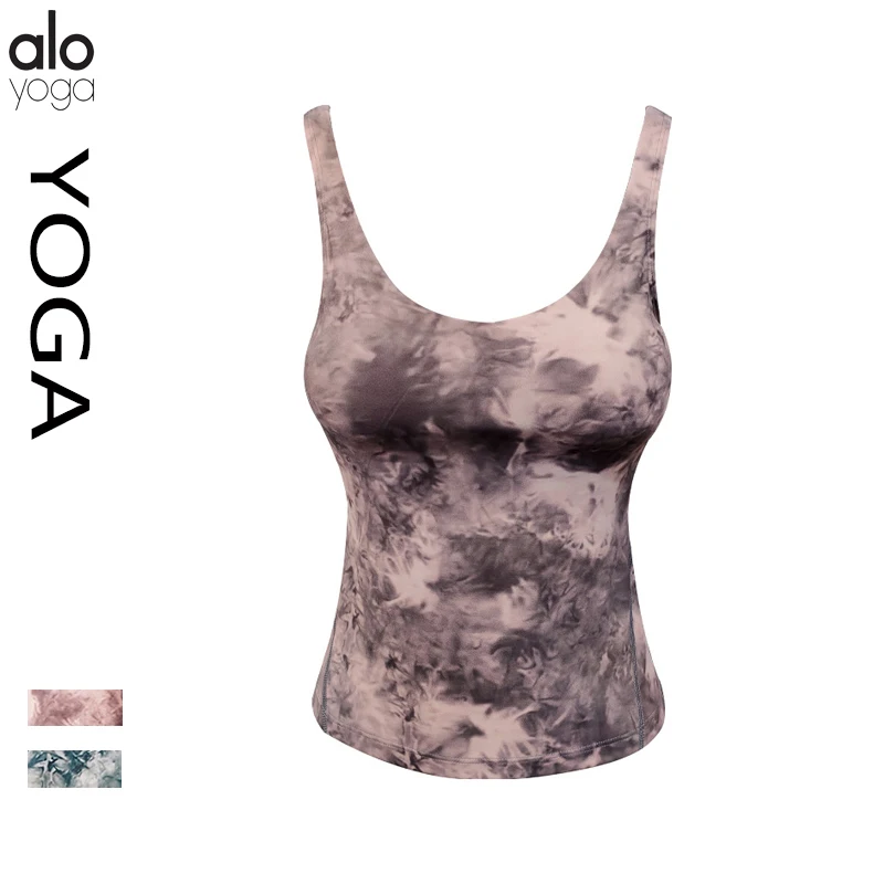 

ALO Yoga Short Shirts Sleeveless Running Sports Gym Women Tops Fitness Running Moisture Breathable Seamless Knitted Vest