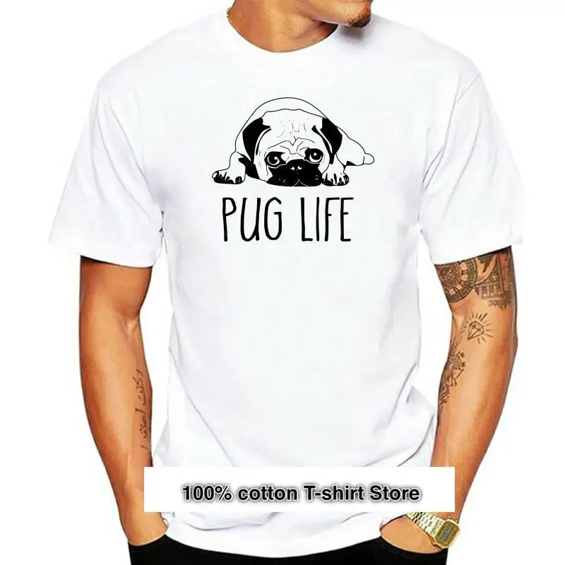 

Camisetas con estampado de pug para mujer, ropa informal con cuello redondo, nuevo diseño, NV76 P