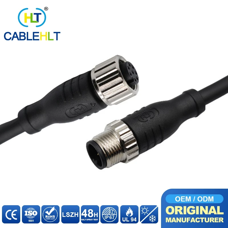 M12 D-код промышленный водонепроницаемый IP68 разъем 4-жильный прямая головка с