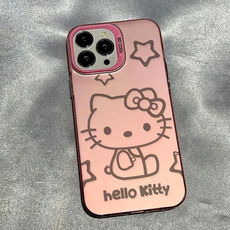 Miniso Hello Kitty 14Pro IPhone15 телефон милый 12 13 мультяшный креативный Xsmax Противоскользящий