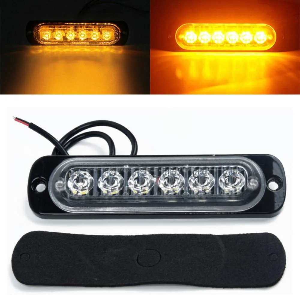 

DC 12V-24V 18W LED Off Road Car Truck Safety Urgent Working Driving Fog Yellow Light 6LED Always Bright Signal Light Lamp