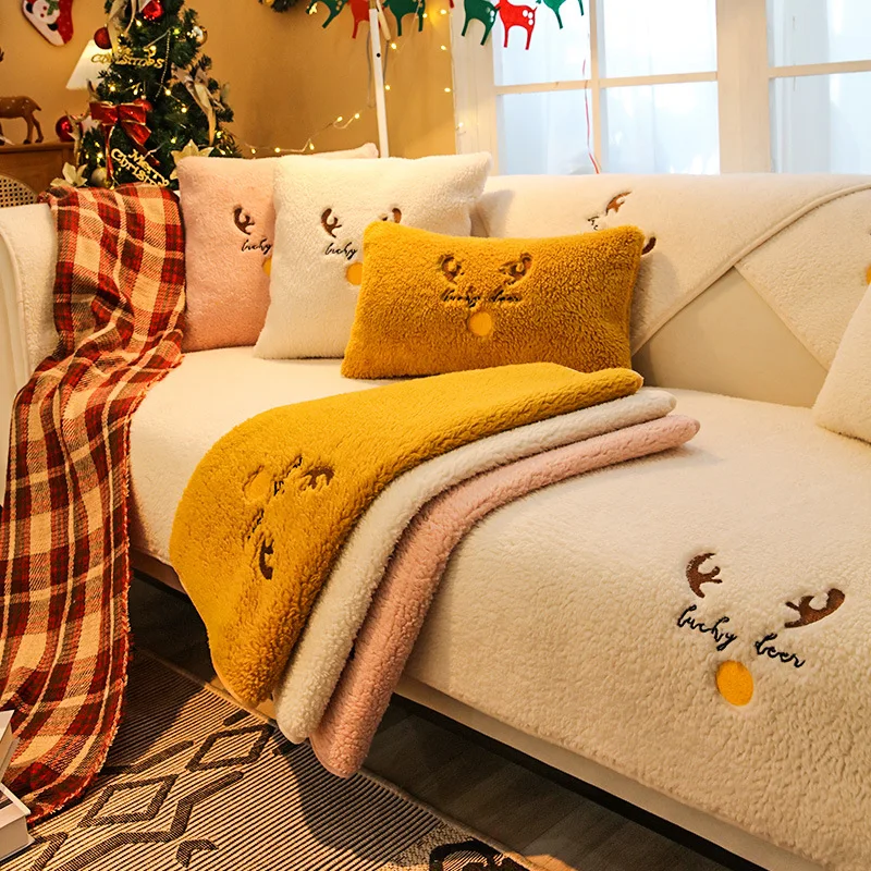 

Thicken Lamb Plush Sofa Cover Universal Non-slip Sofa Mat Winter Warm Soft Sofas Towel Couch Cushion for Living Room Home Decor