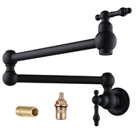 Pot Filler Wall Mounted Brass Dual Mode Kitchen 90 Degree Rotation Copper 2 Handle Brushed Nickel Dual Joint Swing Arm Faucet